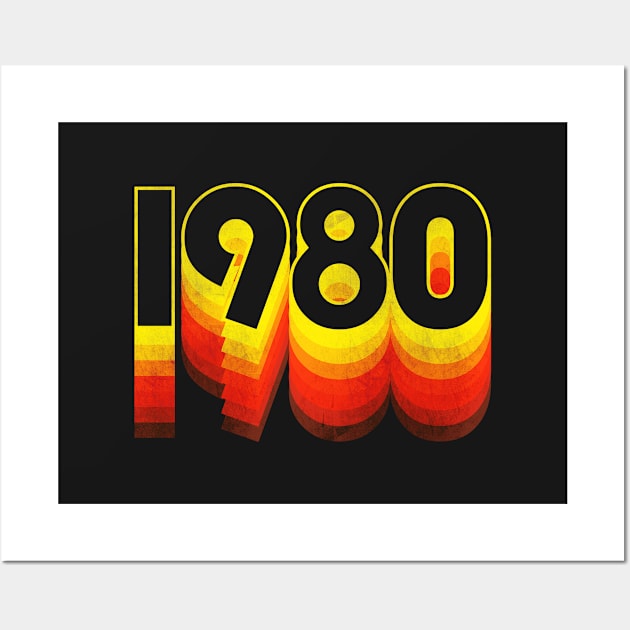 Vintage Retro 1980 Birthday Gift Wall Art by meowstudio